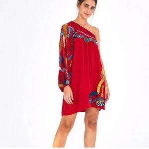 Farm Rio Silk Mini One shoulder dress
